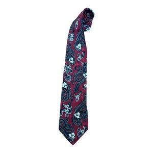 Vintage‎ Mickey Inc. 100% Silk Tie Maroon Paisley Mickey Mouse Made In Korea